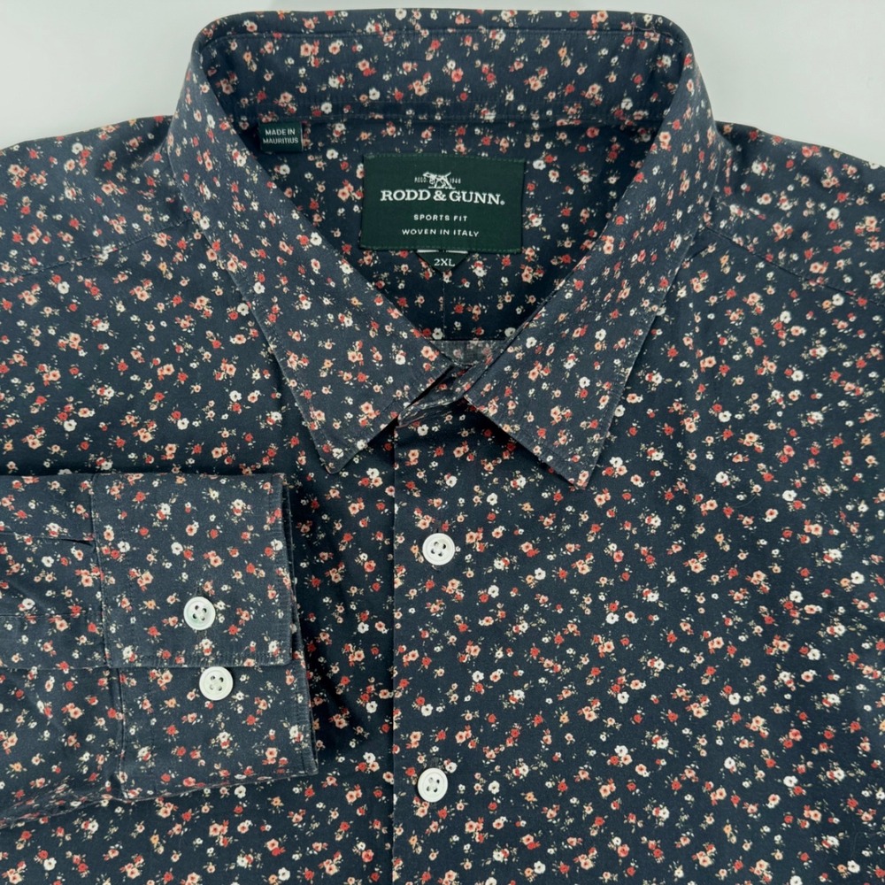 Rodd & Gunn Mens 2XL‎ Sports Fit Floral Button Down Shirt Cotton Italy Woven